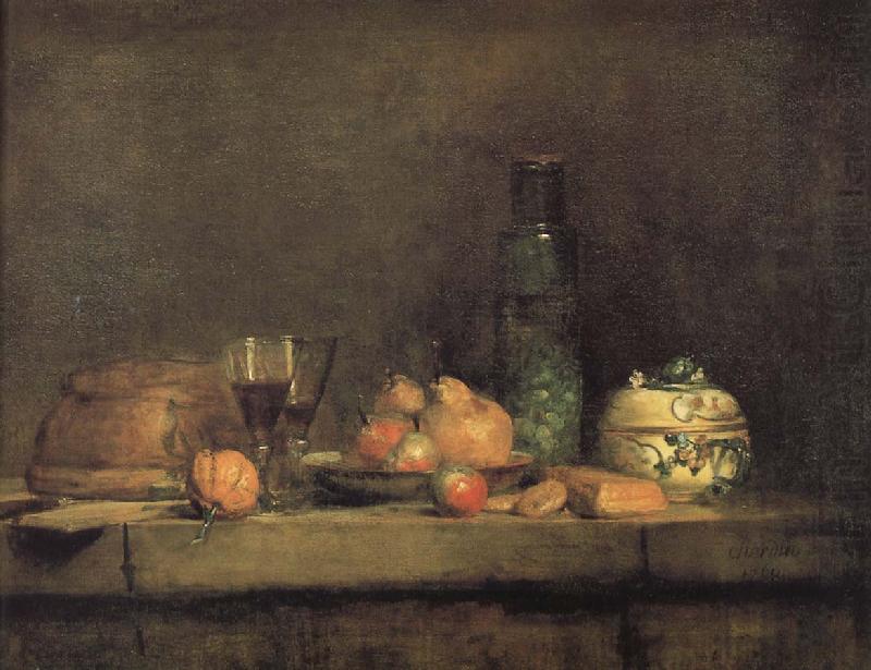With olive jars and other glass pears still life, Jean Baptiste Simeon Chardin